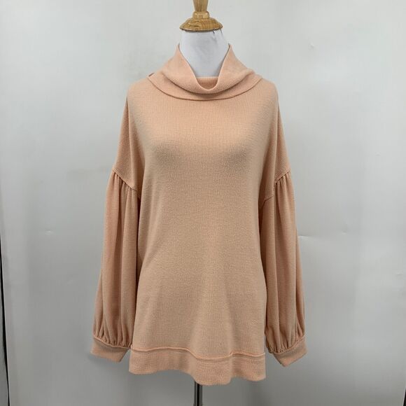 We The Free People Top Womens XS Extra Small Peach Winnie Turtleneck Oversized - Picture 2 of 15